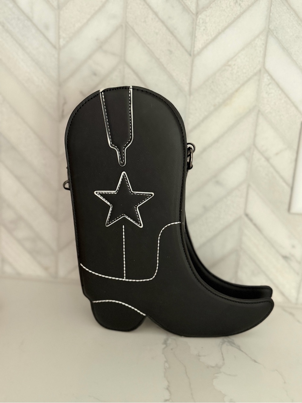 Black Star-Embellished Cowboy Boot Heel Bag - Women